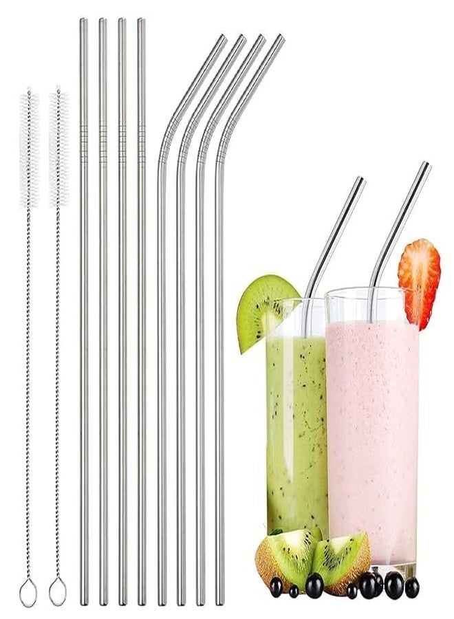SMART VILLA TRADERS BPA-Free Non-Toxic Stainless Steel Metal Straws Reusable Long Metal Straws for Drinking Juices & Beverages 8.5 Inches Dishwasher Safe (Bent Straws + Straight Straws + 1 Cleaning Brush (Pack of 8 - Image 4