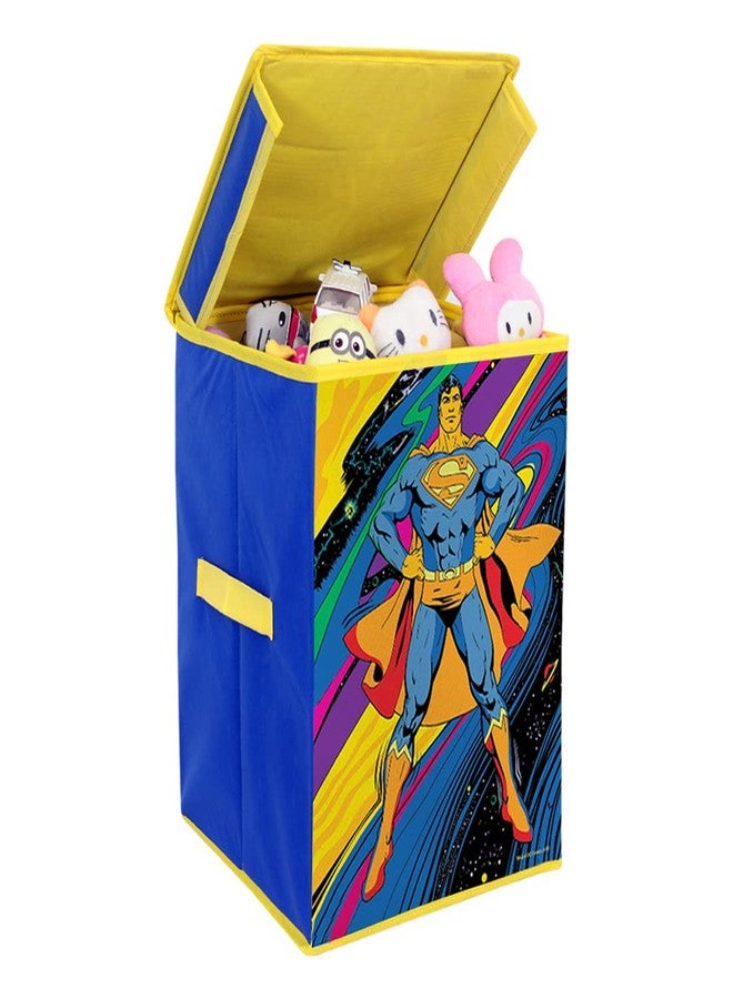 Superman Rectangular Foldable Laundry Toy Organizer & Storage Box with Top Lid (Large, Blue- SBB_SM1) - Image 1