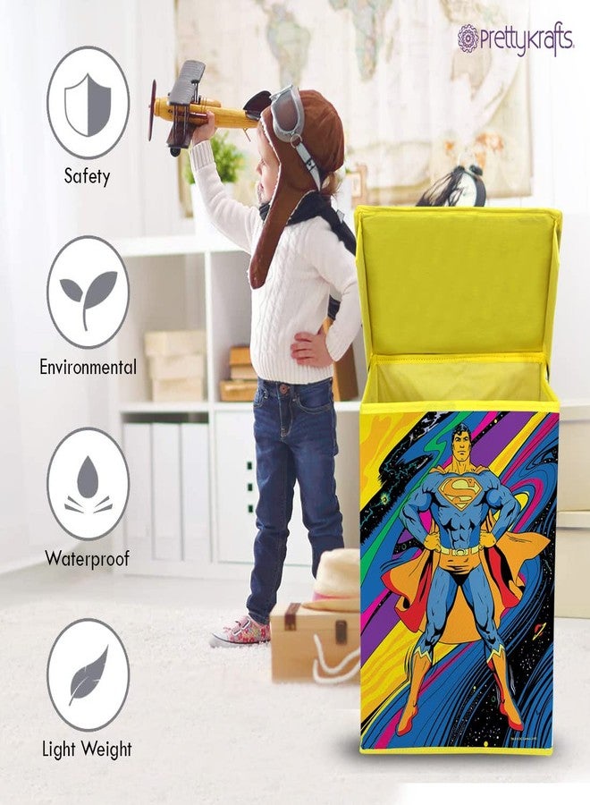Superman Rectangular Foldable Laundry Toy Organizer & Storage Box with Top Lid (Large, Blue- SBB_SM1) - Image 5