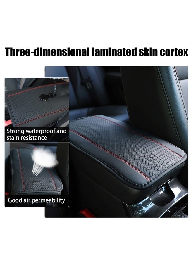 Miytsya Four Seasons Universal Armrest Box Mat, Fiber Leather Embossing, Waterproof, Car Armrest Seat Cover (Red) - Image 5