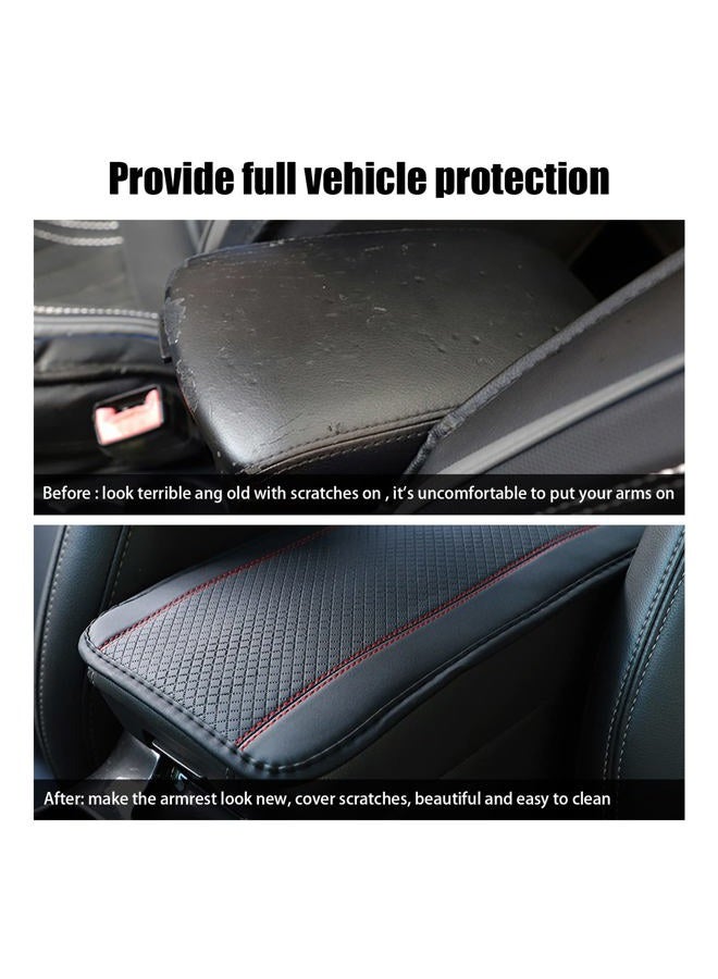 Miytsya Four Seasons Universal Armrest Box Mat, Fiber Leather Embossing, Waterproof, Car Armrest Seat Cover (Red) - Image 4