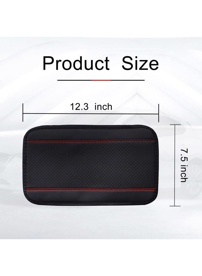 Miytsya Four Seasons Universal Armrest Box Mat, Fiber Leather Embossing, Waterproof, Car Armrest Seat Cover (Red) - Image 2