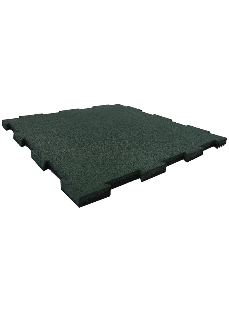 terrain Terra Play Eco Interlocking Rubber Tile 10 mm, 50×50 cm – Pack of 4 (1 sqm) – Green, Anti‑Slip, Shock‑Absorbing Gym/Garage Mat 