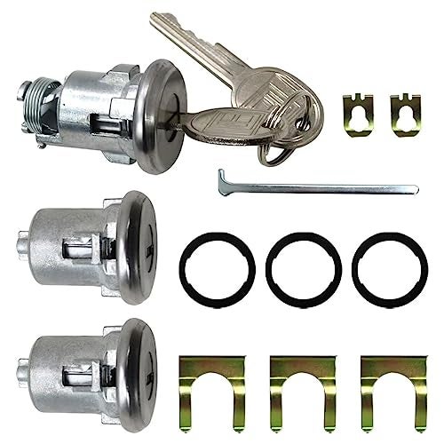 GRABOTE 654394765282 Car Door Trunk Key Kit Door Lock Cylinder Set With 2 Keys Replacement for Chevelle Malibu Monte Carlo Camaro - Image 1