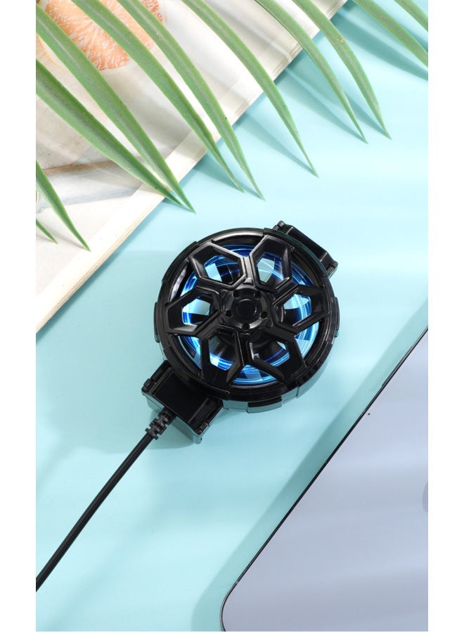 Air-cooled Cooling Mobile Phone Radiator Fan Game Live Back Clip Explosions Walking Radiator-Color:X18 Plug-in Black Model  - Image 1