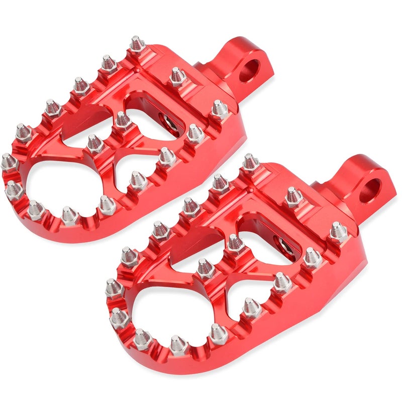 Goldfire Motorcycle Footpegs 1 Pair Red CNC Wide Foot Pegs 360 Roating MX Chopper Bobber Style Fits for HD Dyna Sportster Fatboy Iron 883 Red