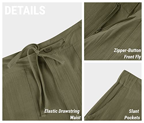 PASLTER Mens Casual Linen Pants Loose Fit Straight-Legs Elastic Drawstring Waist Summer Beach Yoga Long Pants - Image 4