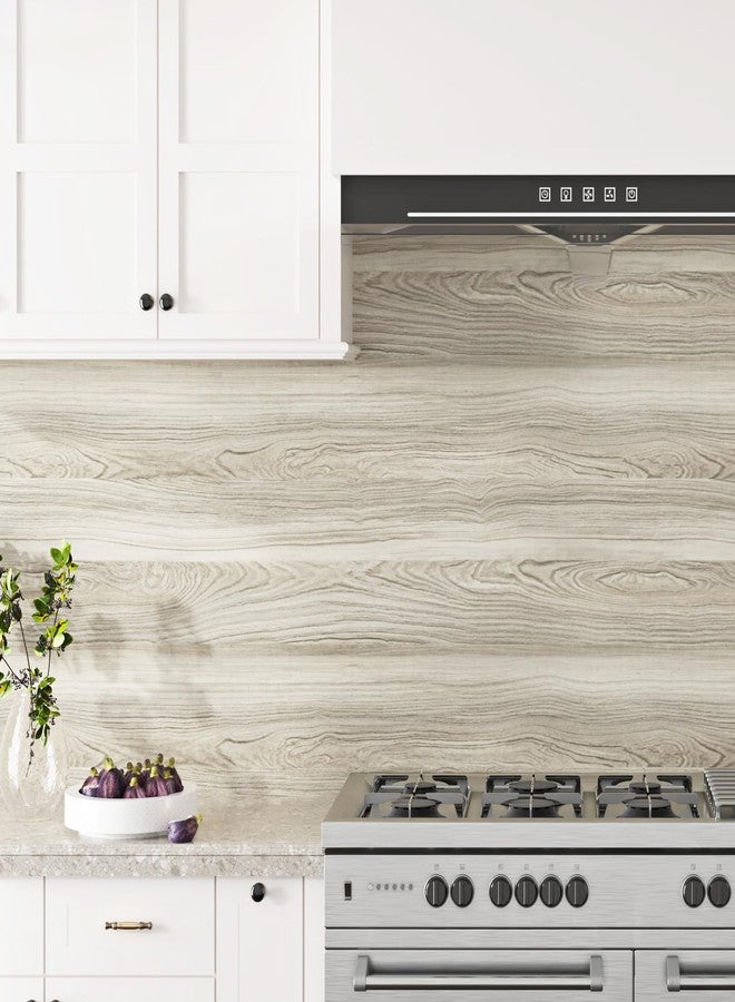 Wallercity ورق حائط لاصق ذاتي اللصق من Wallercity بلون بني فاتح مصنوع من الخشب، قابل للتقشير واللصق، ورق حائط خشبي قابل للتقشير واللصق، غلاف من الفينيل المقاوم للماء، مناسب لأسطح الحمام والمطبخ، مقاس 15.8 بوصة × 78.7 بوصة - Image 3