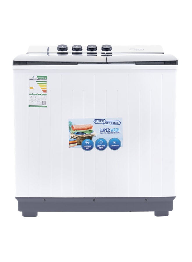 SUPER GENERAL Semi Automatic Washing Machine With Lint Filter 12 kg KSGW1255 White - Image 1