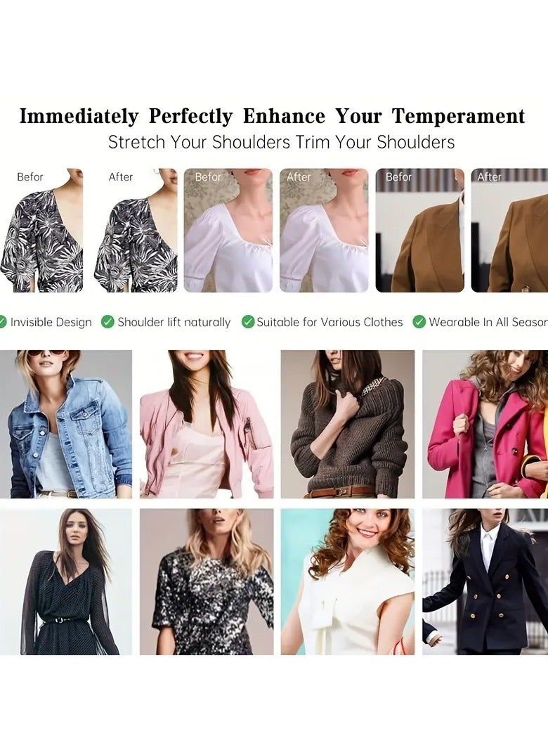 Goolsky Set of 4 Shoulder Pads with a Thickness of 1.5 cm, Made from Breathable Sponge, Designed to Enhance Shoulders for Both Men And Women, Suitable for Blazers And T-Shirts in Black And White. - Image 2