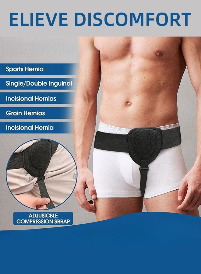 DAKS Adjustable Hernia Belt for Men and Women, Inguinal Hernia Support Truss with Removable Compression Pad, Groin and Lower Abdominal Brace for Left or Right Side Relief, Comfortable Wear Under Clothes – Black  - Image 5