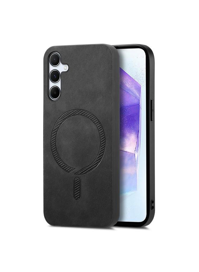 erorex Case For Samsung Galaxy A55 5G Solid Color Retro Magsafe PU Back Cover Phone Case - Image 1