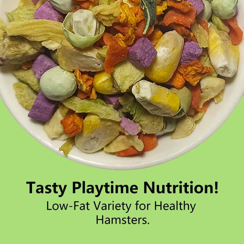 JADINGSFARM Natural Hamster & Gerbil Food 6oz, Vitamin & Mineral Rich Daily Diet for Hamsters, Gerbils,Guinea Pigs, Chinchillas,Supports Dental Health and Digestion, Fruit & Vegetable Hamster Food - Image 2