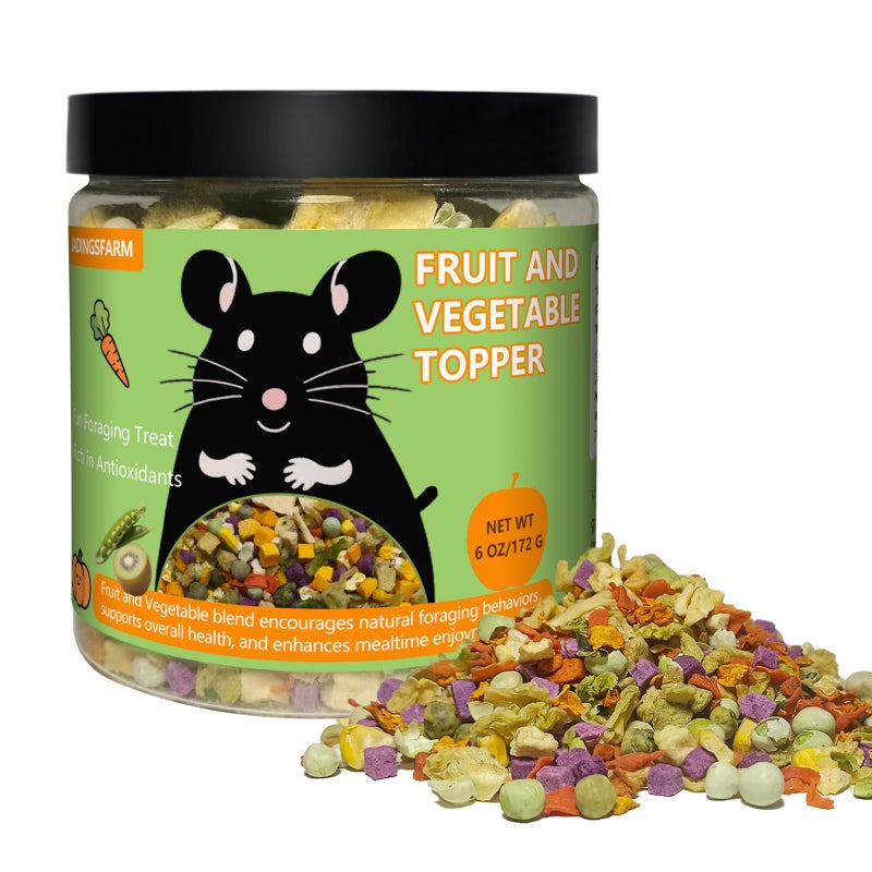 JADINGSFARM Natural Hamster & Gerbil Food 6oz, Vitamin & Mineral Rich Daily Diet for Hamsters, Gerbils,Guinea Pigs, Chinchillas,Supports Dental Health and Digestion, Fruit & Vegetable Hamster Food - Image 1