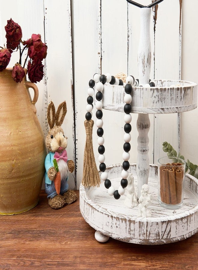 OMISHE 59in Wood Bead Garland with Tassels, Wooden Decorative Beads for Wall and Tabletop, Farmhouse Beads Garland for Home Decor, Black and White - Image 5