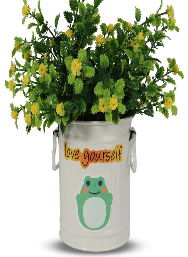 MATIMASU Pen Holder Cup For Desk With 60 Pcs Cute Animal & 50 Pcs Inspirational Stickers,Tinplate Pencil Holder Metal Marker Pen Organizer Desk Accessory Storage for Office Home - Barrel Shape - 2 Pack (White) - Image 5