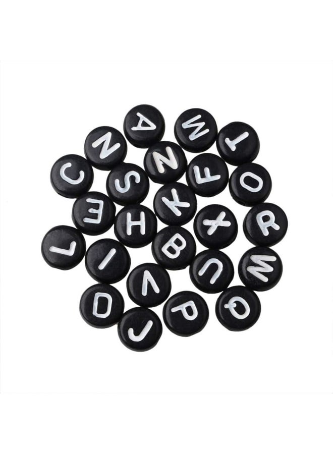 1560 قطعة من خرز الحروف الأكريليك، طقم خرز أبجدي من البلاستيك الأسود من A-Z مع حبل مرن لصنع الأساور اليدوية لصناعة المجوهرات (7 مم) - Image 4