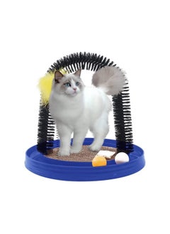 Cat Arch Self-Grooming Massage Station with Scratching Cardboard Feather Toy Ball and Free Catnip