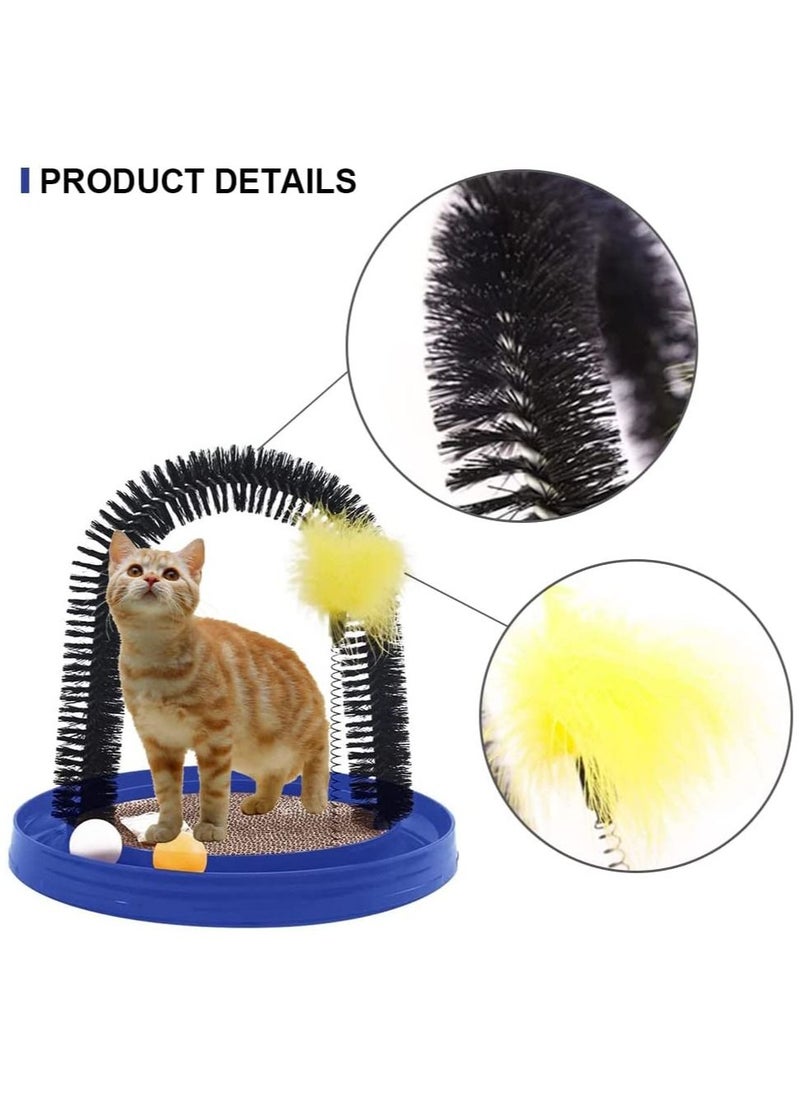 Generic - Cat Arch Self-Grooming Massage Station with Scratching Cardboard Feather Toy Ball and Free Catnip - Image 1