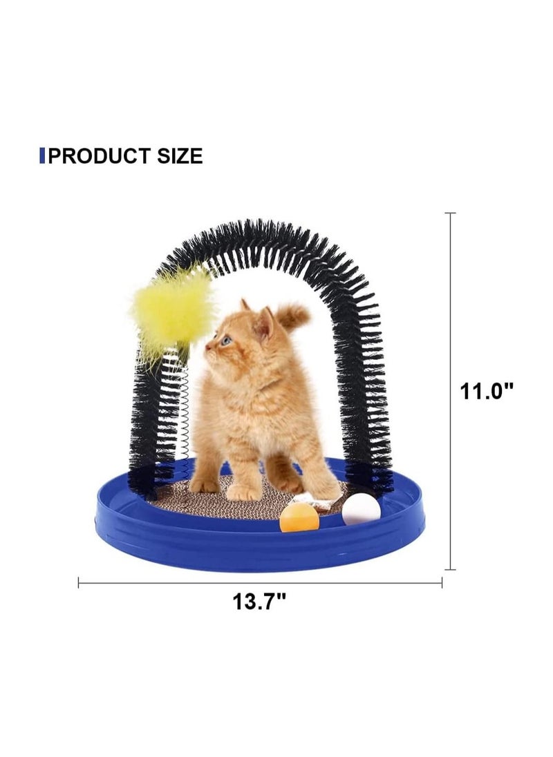 Generic - Cat Arch Self-Grooming Massage Station with Scratching Cardboard Feather Toy Ball and Free Catnip - Image 1