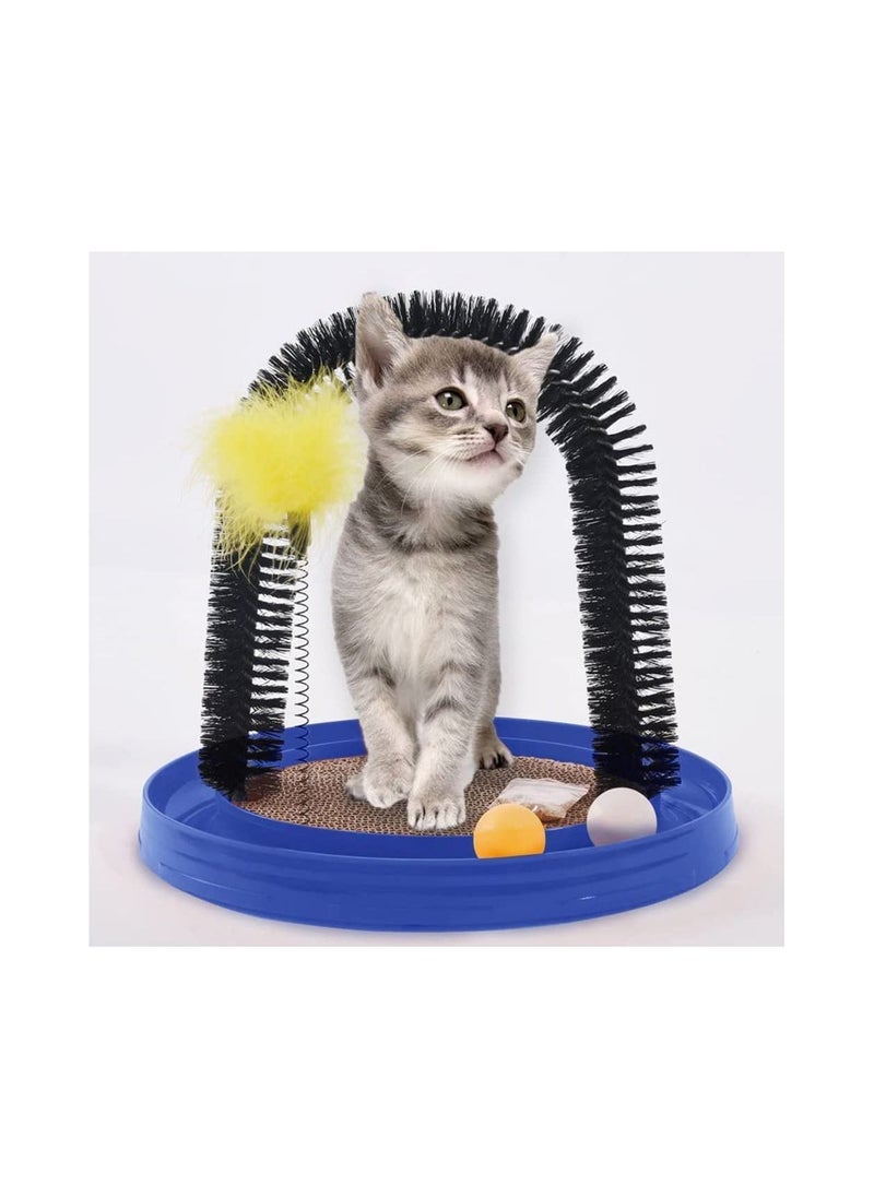 Generic - Cat Arch Self-Grooming Massage Station with Scratching Cardboard Feather Toy Ball and Free Catnip - Image 1
