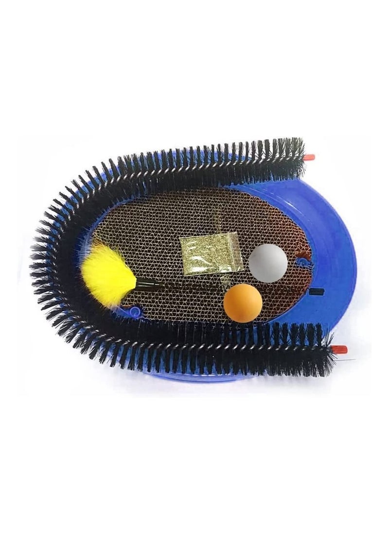 Generic - Cat Arch Self-Grooming Massage Station with Scratching Cardboard Feather Toy Ball and Free Catnip - Image 1