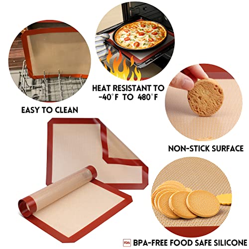 STATINT WINDOW FILMS STATINT Non-Stick Silicone Baking Mat, Premium Food Safe - Pack of 2, for Cookie Oven Reusable Mat, 16.5" x 11.6" - Image 2