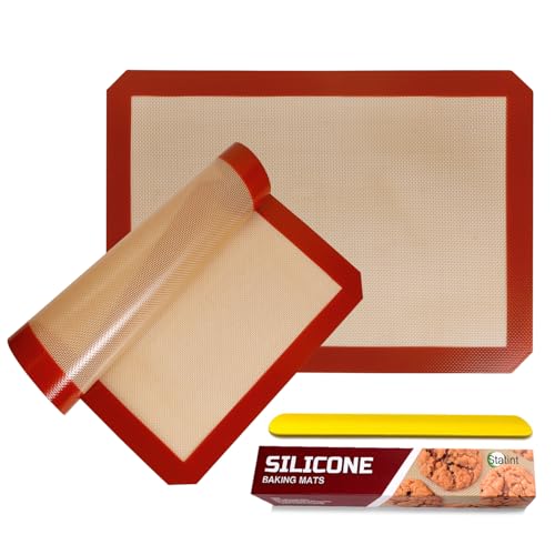 STATINT WINDOW FILMS STATINT Non-Stick Silicone Baking Mat, Premium Food Safe - Pack of 2, for Cookie Oven Reusable Mat, 16.5" x 11.6" - Image 1
