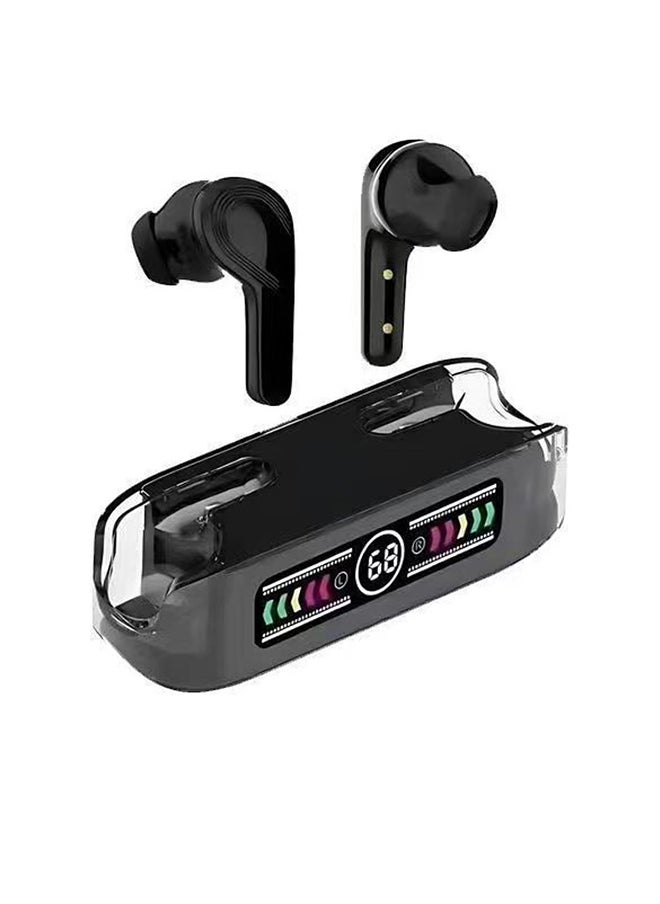 CATANES - [For Samsung Galaxy S24 Ultra] M12 MAX Wireless Bluetooth Headset Transparent Digital Display Color Screen Touching Type Long Battery Life Headset Game Mode Bluetooth Headset Black - Image 1