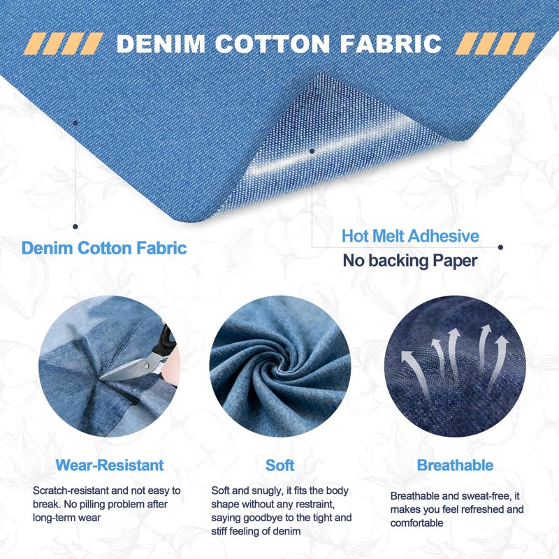 KING MOUNTAIN Iron on Patches for Jeans, 5Rolls Denim Patches for Inside&Outside Jeans, Iron on Repair for Clothes, Jeans,Denim Kit Decoration 3"x 20" - Image 3