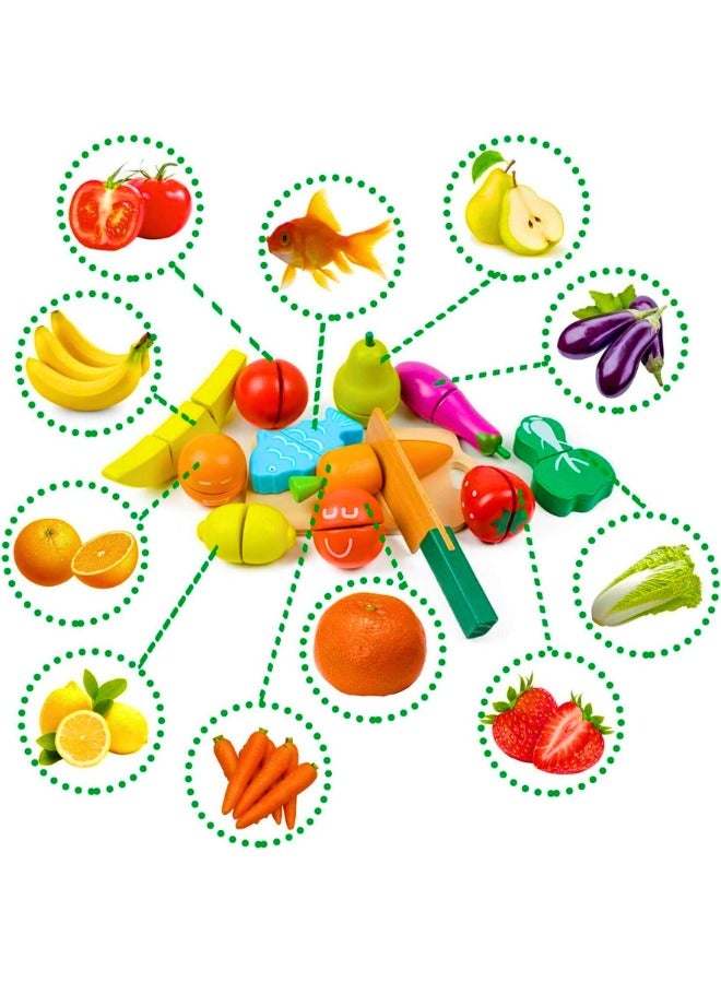 تشيس اب لعبة طعام للأطفال - ألعاب خشبية لتقطيع الخضار والفواكه - ألعاب تعليمية للمطبخ - Image 2