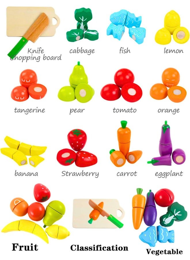 تشيس اب لعبة طعام للأطفال - ألعاب خشبية لتقطيع الخضار والفواكه - ألعاب تعليمية للمطبخ - Image 3