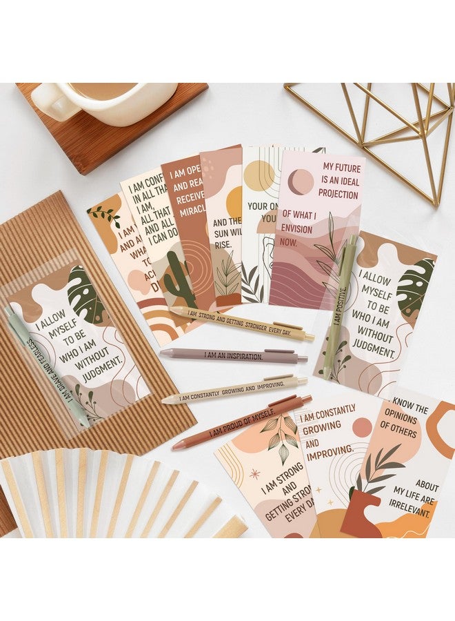 ANGOLIO 144Pcs Positive Affirmation Gift Set Gratitude Affirmation Cards With Pens Daily Encouragement Journal Daily For Women Stress Relief Self Care Gift For Home School Office Supplies - Image 4