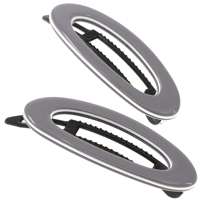 Camila Paris CP3368 French Hair Barrette Clip for Women, Handmade, Gray White, Side Slide-in Metal-Free Closure Strong Hold Grip Hair Clips for Girls, No Slip Durable Hair Accessories, Made in France