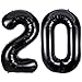 Lovoir Black 20 Number Balloons 40 Inch Giant Number 20 Balloons Foil Mylar Helium Black Number Balloons for 20th Birthday Party Supplies Anniversary Event Celebration Decorations - Image 2