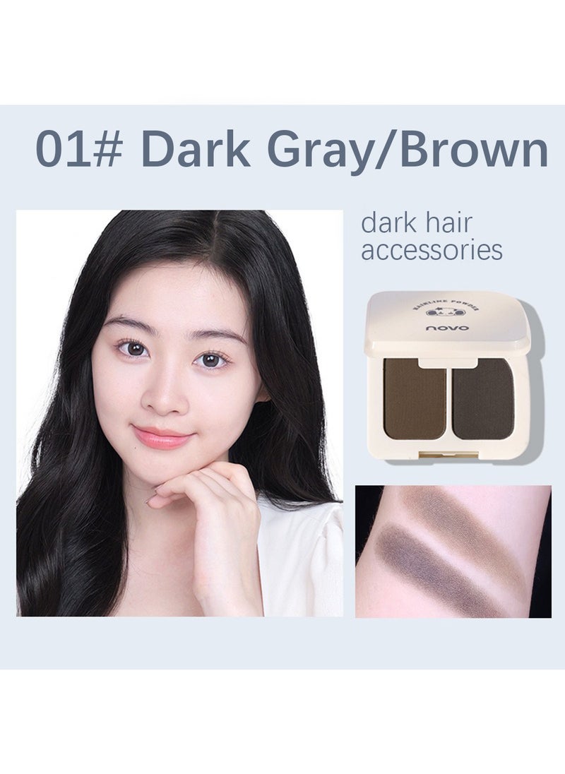 Novo Two-Colors Hairline Powder, Instantly Hairline Powder, Waterproof Long Lasting Volumizing Root Touch Up Hair Shadow Powder, Quick Cover Grey Hair Root Concealer  - Image 2