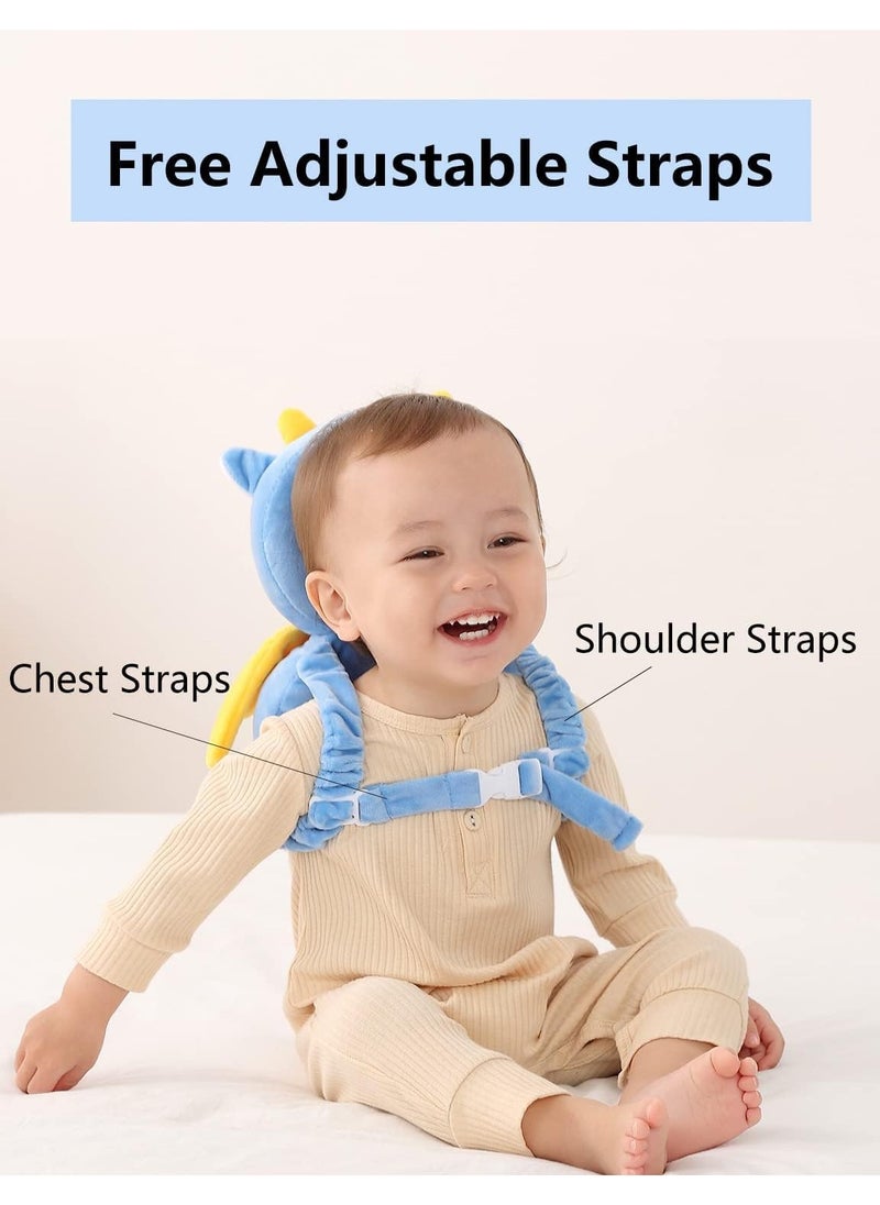 NNEWVANTE Baby Head Protection Pillow Head Protection Backpack Safety Pads Adjustable Size Baby Head Protector for 4-24 Months Toddler Baby Safety Helmet Baby Harness Baby Walking(Wyvern)  - Image 4