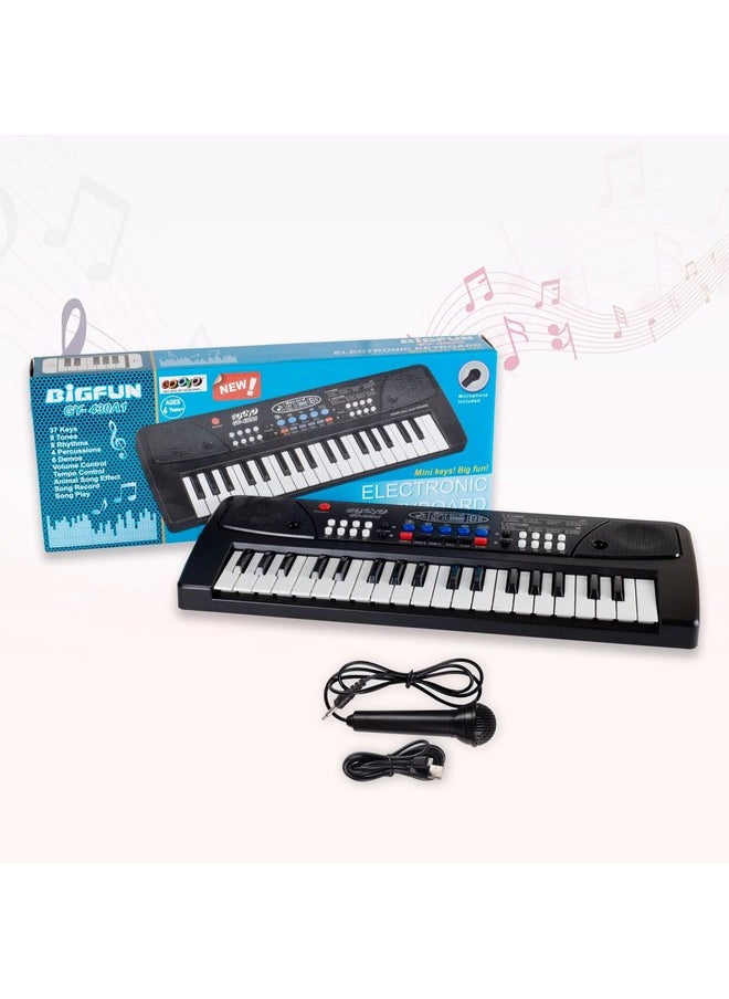 Gooyo Gooyo GY-430A1 Portable Musical Piano Keyboard with Microphone |37 Keys, 8 Rhythms, 8 Tones with 6 In-Built Demos & Song Record Feature|Black Color, Dual Power Supply Source: Micro USB Cable(Included)  - Image 2