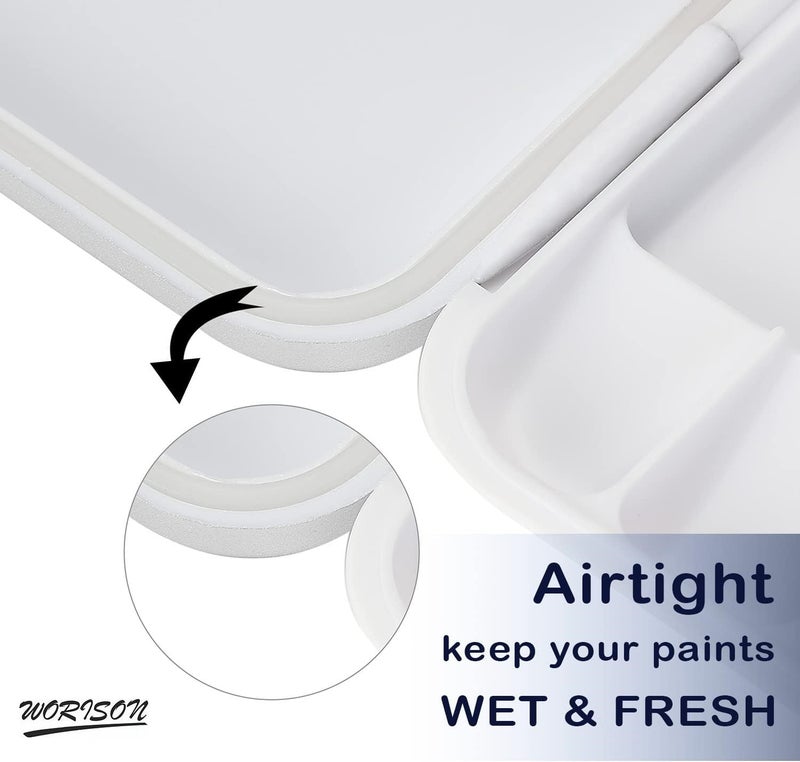 Worison Linograph Airtight 20 Well Watercolor Folding Palette with 2 Mixing Areas and a Removable Clear Tray - Image 4