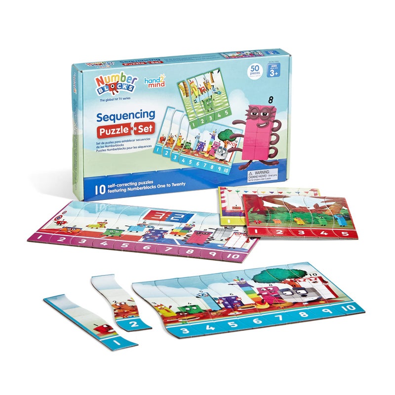 hand2mind Numberblocks Sequencing Puzzle Set, ï»¿Sequence Cards, Matching Game, Math Toys, Toddler Educational Toys, Preschool Learning Activities, Kids Birthday Gifts, Easter Basket Stuffers for Kids - Image 1