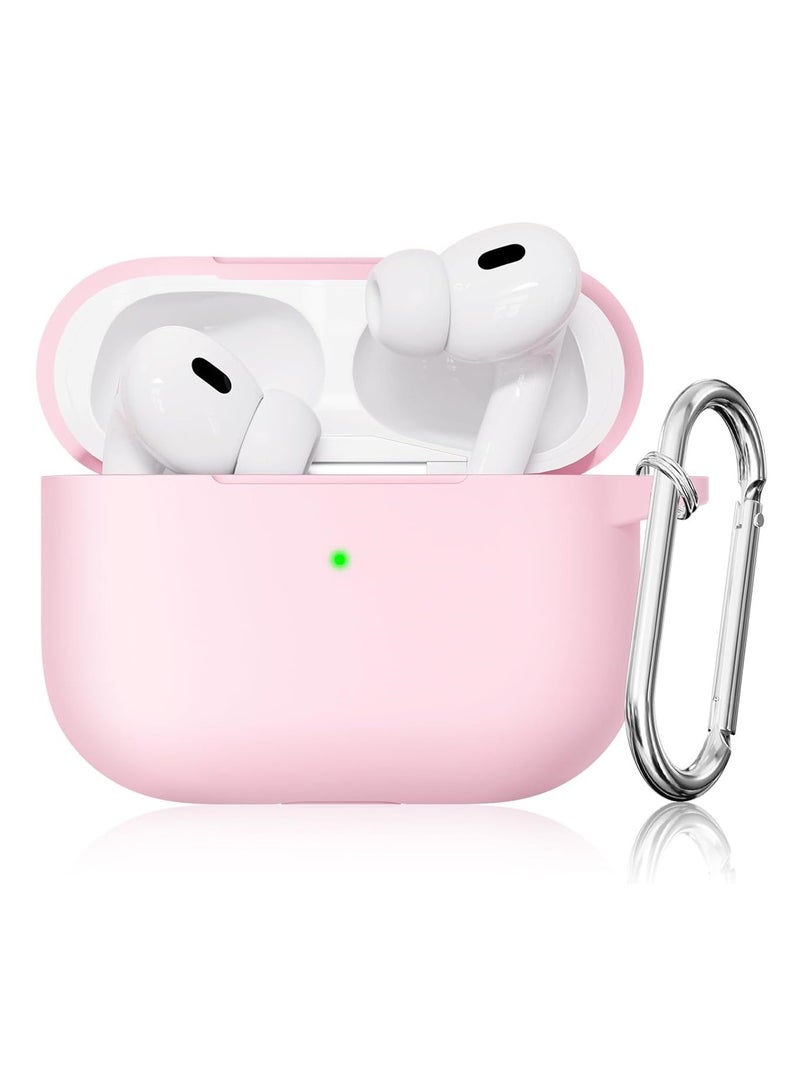 ACLIX AirPods Pro Generation Case Cover, Protective Silicone Skin Accessories with Keychain for Apple AirPods Pro Generation 2, Front LED Visible, pink - Image 1