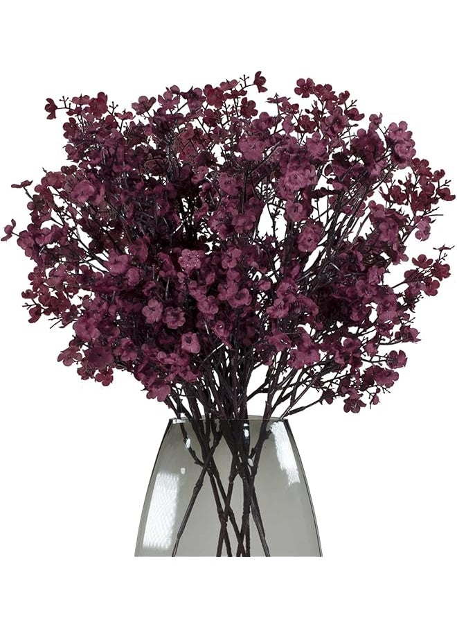 erorex Babys Breath 8 Bundle Real Touch Artificial Flowers Fake Silk Flower Gypsophila Wedding Party Decoration Home Decor Burgundy  - Image 1