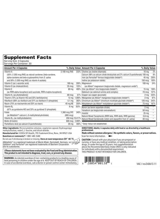 Klaire Labs Klaire Labs Vitalactiv - Bariatric Multivitamin & Mineral Supplement, Hypoallergenic with Active Folate & Chelated Minerals (120 Capsules) - Image 4