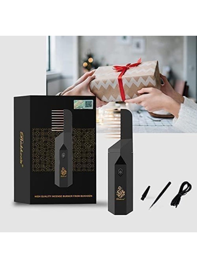 مبخرة إلكترونية محمولة 2 في 1 للشعر والجسم ، مزودة برأس مشط لتبخير خصلات الشعر ورأس عام للمنزل والسيارة، قابلة للشحن بمنفذ USB - لون أسود ملكي - Image 3