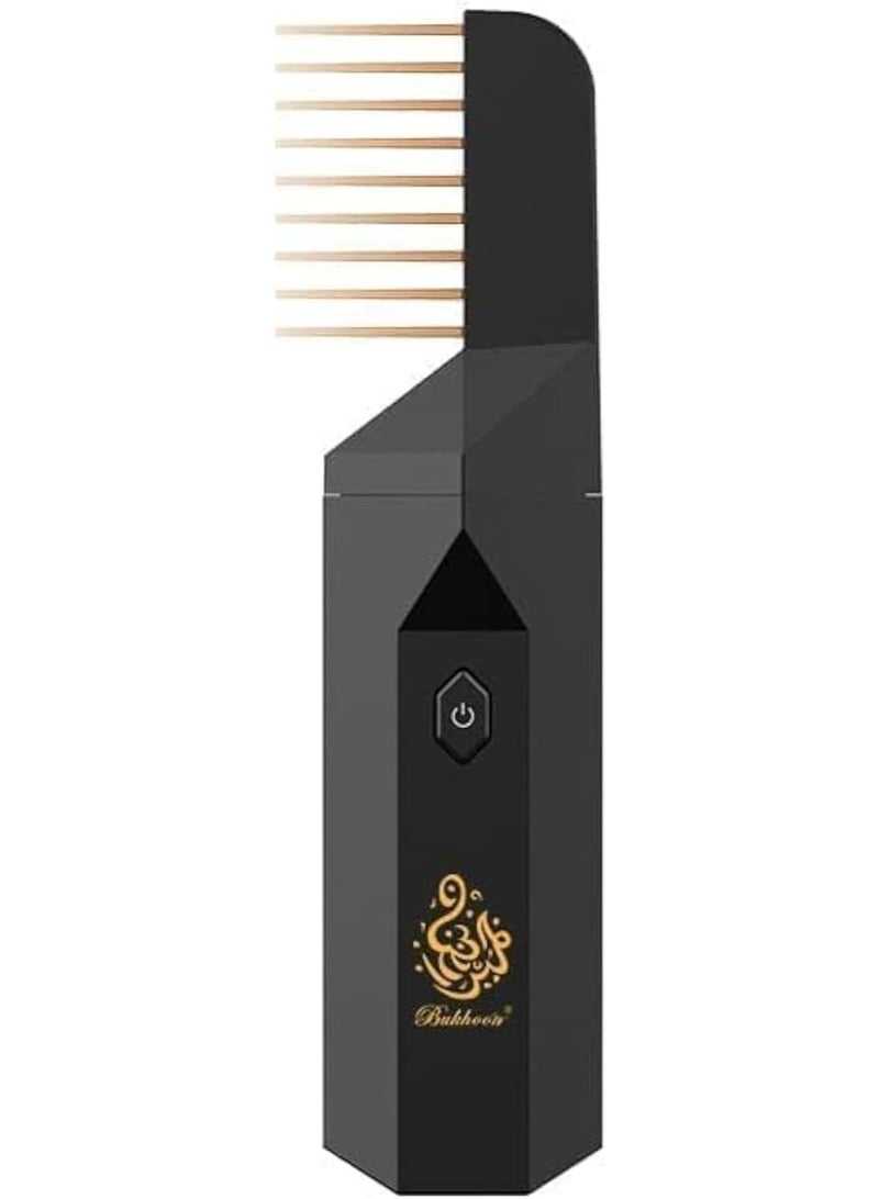 مبخرة إلكترونية محمولة 2 في 1 للشعر والجسم ، مزودة برأس مشط لتبخير خصلات الشعر ورأس عام للمنزل والسيارة، قابلة للشحن بمنفذ USB - لون أسود ملكي - Image 2