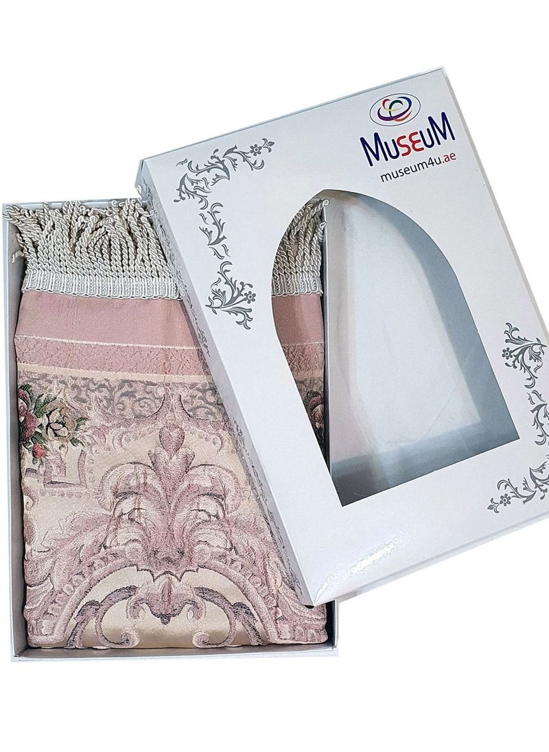 Museum Museum Prayer Mat With Gift Box.Floral Design prayer Rug - SANA (PINK)  - Image 3