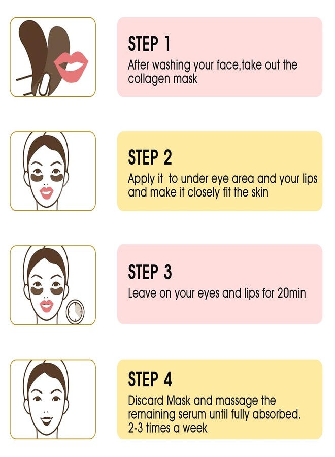 Adofect 40 Pairs Under Eye Patches and Lip Mask 24K Gold Eye Mask for Puffy Eyes Collagen Lip Masks and Crystal Eye Mask Reducing Fine Lines for Women and Men (Gold and Pink) - Image 5