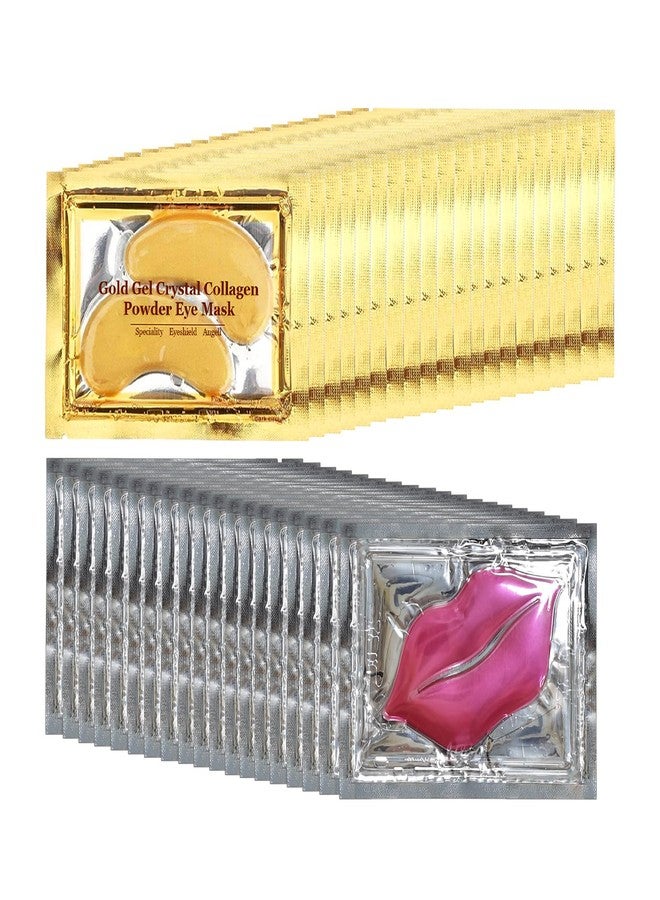 Adofect 40 Pairs Under Eye Patches and Lip Mask 24K Gold Eye Mask for Puffy Eyes Collagen Lip Masks and Crystal Eye Mask Reducing Fine Lines for Women and Men (Gold and Pink) - Image 1