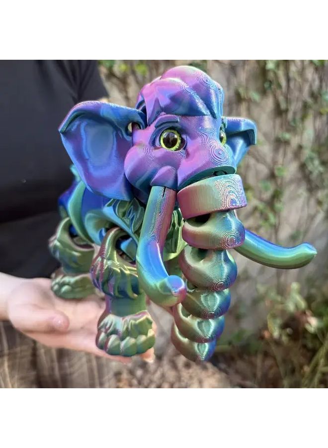 Green Crystal Elephant Figurine 14 3cm Realistic Animal Statue Movable Joints Home Decor - Image 3