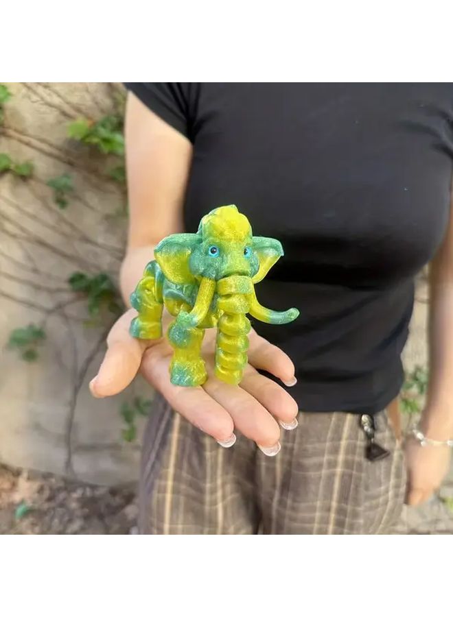 Green Crystal Elephant Figurine 14 3cm Realistic Animal Statue Movable Joints Home Decor - Image 1